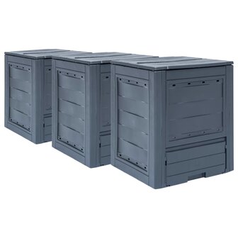 Compostbakken 3 st 780 L 60x60x73 cm grijs 1