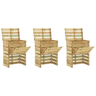 Tuincompostbakken 3 st 80x50x100 cm ge&iuml;mpregneerd grenenhout 1