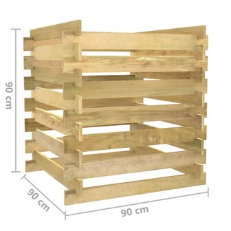 Tuincompostbak gelat 90x90x90 cm ge&iuml;mpregneerd grenenhout 7