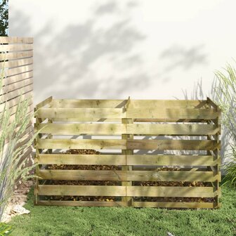 Compostbak met latten ge&iuml;mpregneerd grenenhout 180x90x90 cm 1