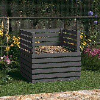 Compostbak 80x80x78 cm massief grenenhout grijs 1
