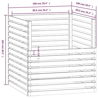 Compostbak 100x100x102 cm massief grenenhout 8