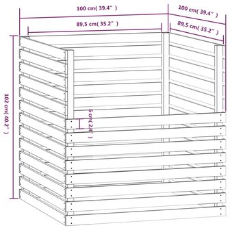 Compostbak 100x100x102 cm massief grenenhout honingbruin 8