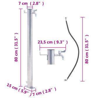 Waterzuil rond 80 cm roestvrij staal 7