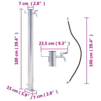 Waterzuil 100 cm roestvrij staal rond 7