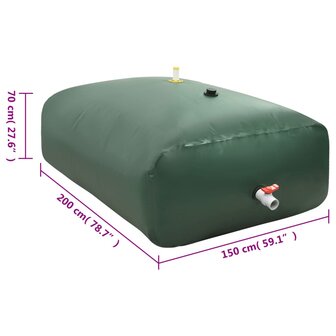 Watertank met kraan opvouwbaar 2100 L PVC 8