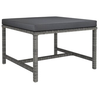 Voetensteun sectioneel met kussen poly rattan grijs 1