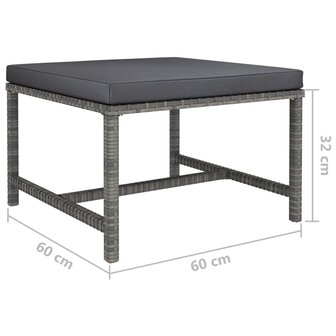 Voetensteun sectioneel met kussen poly rattan grijs 4
