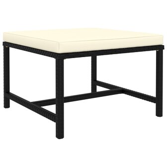 Voetensteun sectioneel met kussen poly rattan zwart 1