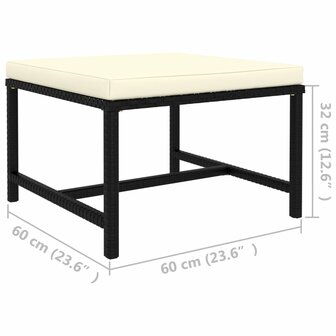 Voetensteun sectioneel met kussen poly rattan zwart 4