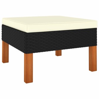 Voetenbank poly rattan en massief eucalyptushout 1
