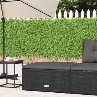 Voetensteun met kussen poly rattan zwart 1