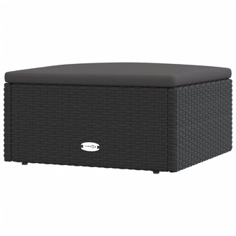 Voetensteun met kussen poly rattan zwart 2