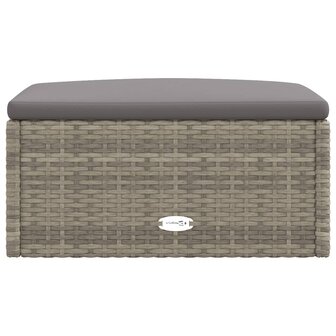 Tuinvoetenbank met kussen poly rattan grijs 4