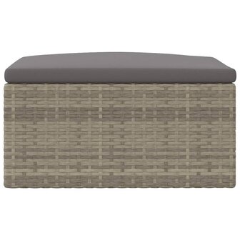 Tuinvoetenbank met kussen poly rattan grijs 5