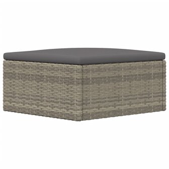 Tuinvoetenbank met kussen poly rattan grijs 6