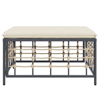 Tuinvoetenbank met beige kussen poly rattan 4
