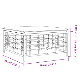 Tuinvoetenbank met donkergrijs kussen poly rattan 7