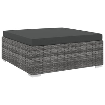 Voetensteun 1 st met kussen poly rattan grijs 1