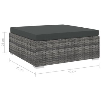 Voetensteun 1 st met kussen poly rattan grijs 4