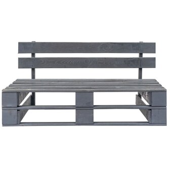 Tuinbank pallet met grijze kussens grenenhout 4