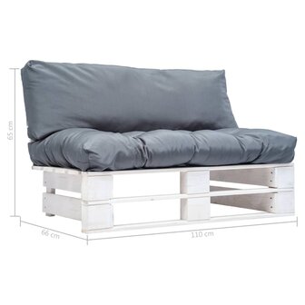 Tuinbank pallet met grijze kussens grenenhout 3