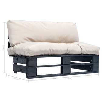 Tuinbank met zandkleurige kussens pallet grenenhout 5