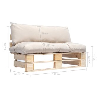 Tuinbank pallet met zandkleurige kussens grenenhout 5