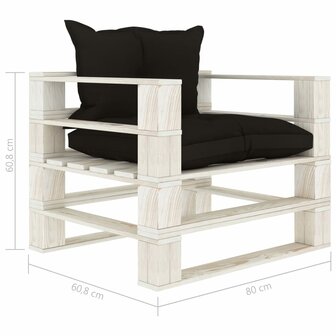 Tuinbank met zwarte kussens pallet hout 6