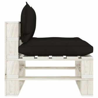 Tuinmiddenbank met zwarte kussens pallet hout 3