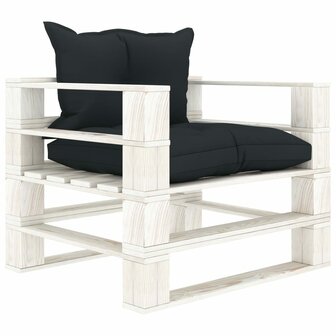 Tuinbank met antracietkleurige kussens pallet hout 1