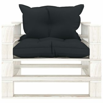 Tuinbank met antracietkleurige kussens pallet hout 2