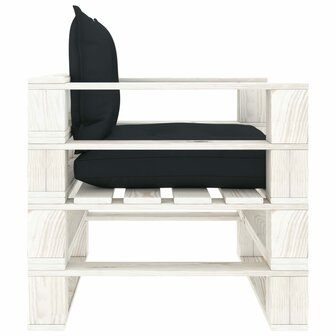 Tuinbank met antracietkleurige kussens pallet hout 3