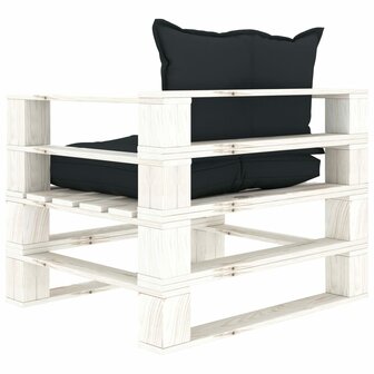 Tuinbank met antracietkleurige kussens pallet hout 4