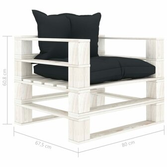 Tuinbank met antracietkleurige kussens pallet hout 6