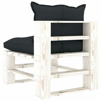 Tuinmiddenbank met antracietkleurige kussens pallet hout 4