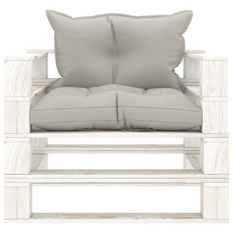 Tuinbank met taupe kussens pallet hout 2