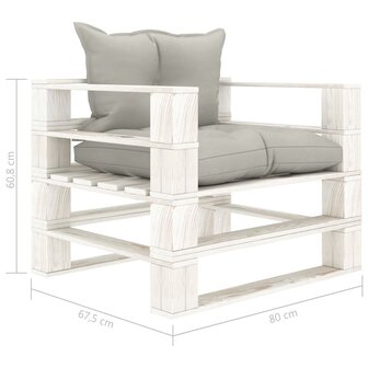 Tuinbank met taupe kussens pallet hout 6