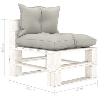 Tuinmiddenbank met taupe kussens pallet hout 6