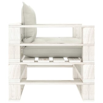 Tuinbank met beige kussens pallet hout 3