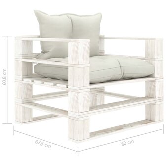 Tuinbank met beige kussens pallet hout 6