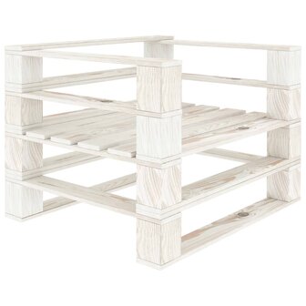 Tuinbank met cr&egrave;mekleurige kussens pallet hout 6