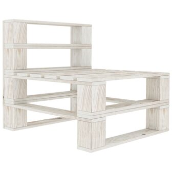 Tuinmiddenbank met cr&egrave;mekleurige kussens pallet hout 6