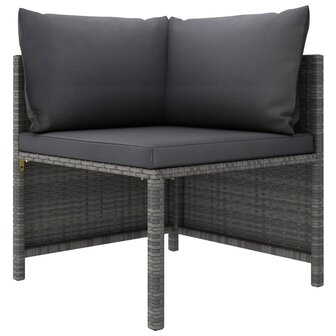 Hoekbank sectioneel met kussens poly rattan grijs 1