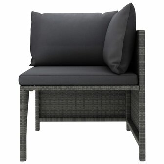 Hoekbank sectioneel met kussens poly rattan grijs 2