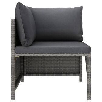 Hoekbank sectioneel met kussens poly rattan grijs 3