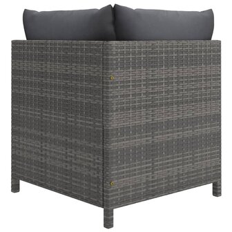Hoekbank sectioneel met kussens poly rattan grijs 4