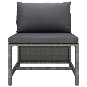 Middenbank sectioneel met kussens poly rattan grijs 2