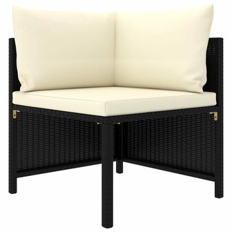 Hoekbank sectioneel met kussens poly rattan zwart 1