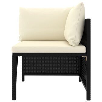 Hoekbank sectioneel met kussens poly rattan zwart 2